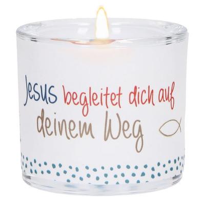 Glaswindlicht zur Erstkommunion - Jesus begleitet dich auf deinem Weg
