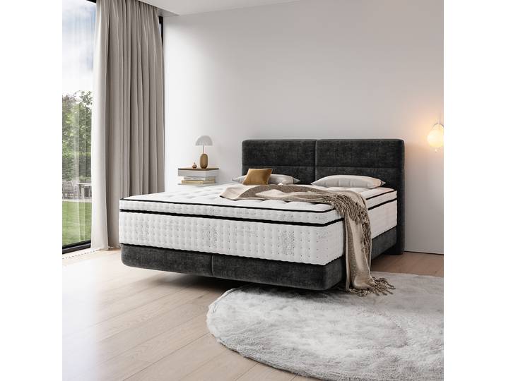 Lit boxspring Soncy 140 x 200cm Gamme chenille Noir/Noir