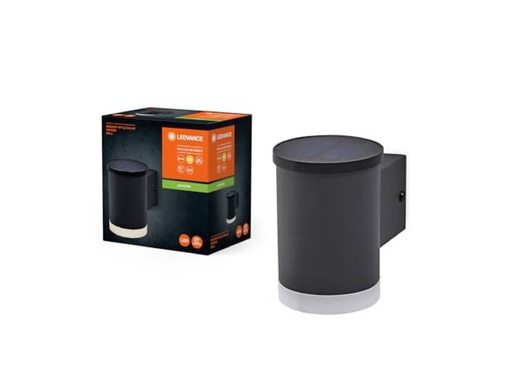 LEDVANCE ENDURA STYLE SOLAR OXFORD Außenleuchte, 0,5W, 50lm, Wandleuchte, dunkelgrau, indirekte Beleuchtung, wiederaufladbarer Akku, IP44 Schutzklasse, 3.000K Farbtemperatur, warmweiße Lichtfarbe