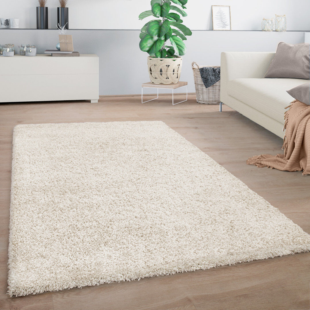 17 Stories Jayma Rectangle Shaggy Area Rug Cream Rectangle 140 x 200cm