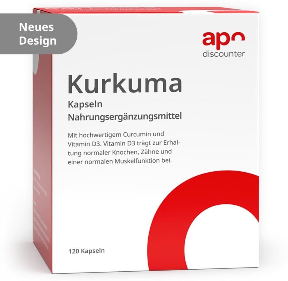 Kurkuma Kapseln mit Vitamin D3 von apodiscounter 120stk