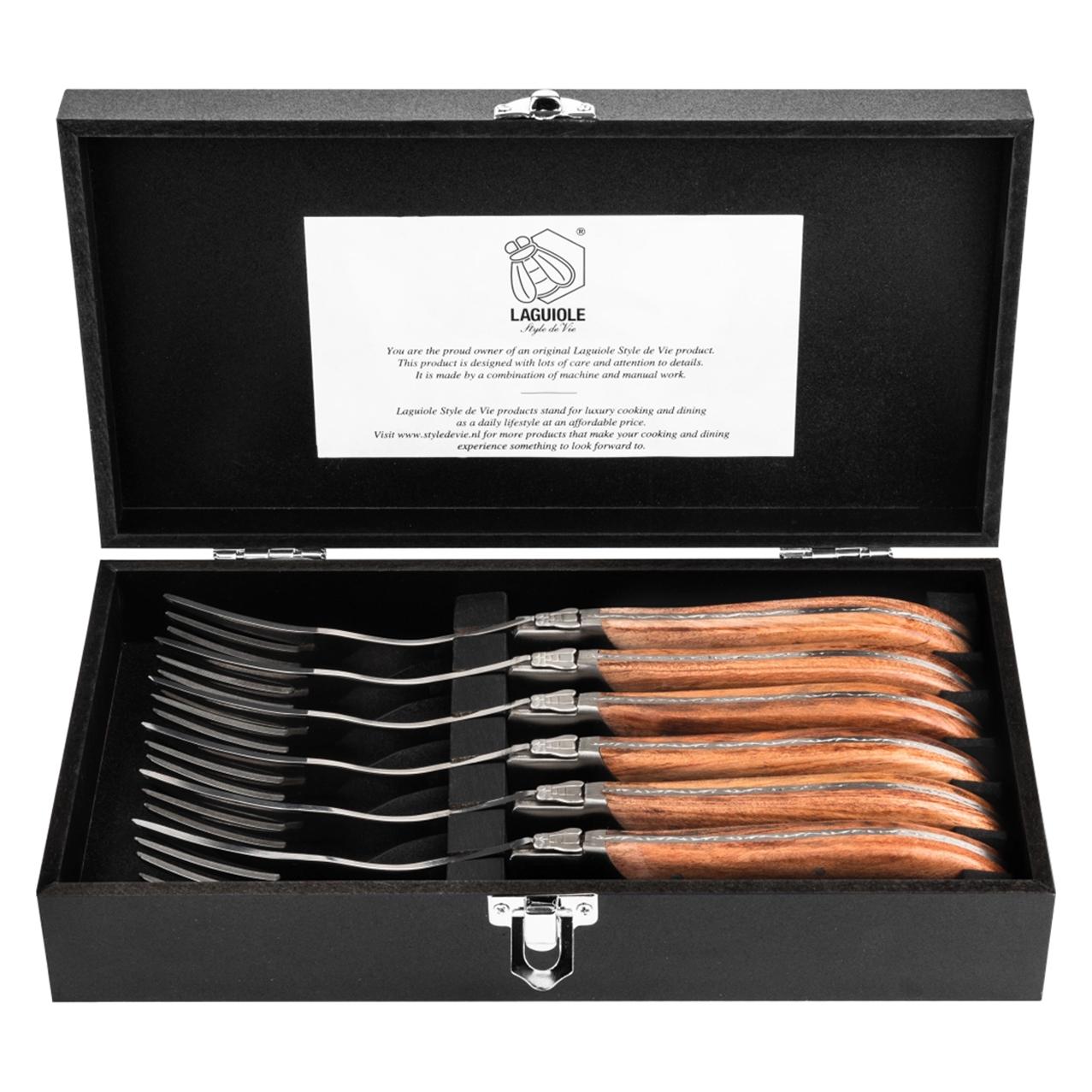 Laguiole Luxury Line Gabeln (6 Stk., Besteck Set) (LuxVorkRose)