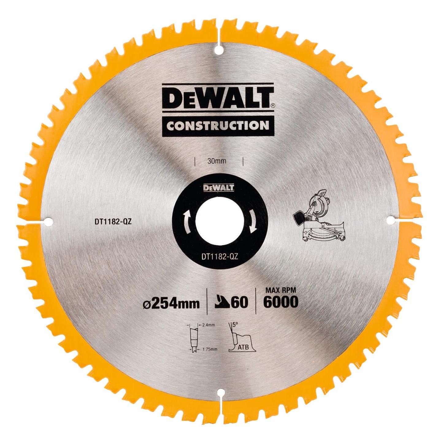 DeWalt pjūklas tarczowa do cięcia drewna 254 (DT1182-QZ)
