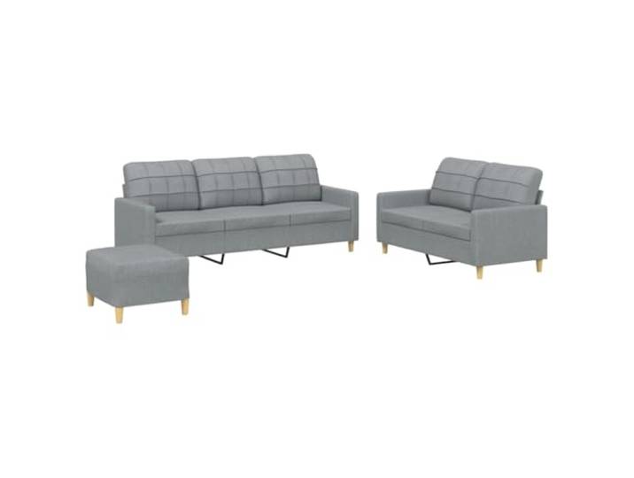 GHVBNMF 3-TLG. Sofagarnitur mit Hocker Hellgrau Couch Set Polstermöbel Komfortables Set aus 2er Sofa, 3er Sofa und Fußhocker mit atmungsaktivem Stoffbezug für Ihr Wohnzimmer.