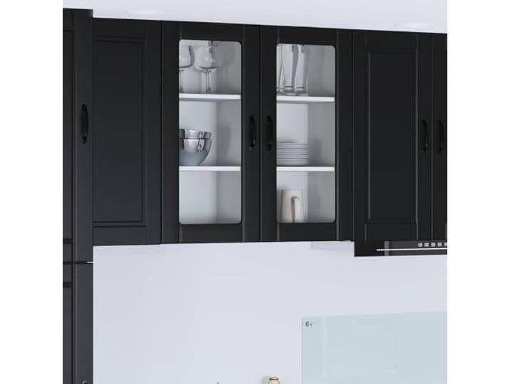 GBCDSWBR Wandschrank Porto in Schwarz 40 x 31 x 80 cm, moderner Küchenschrank aus Holzwerkstoff mit 3 Regalen und 2 Türen für Wandmontage