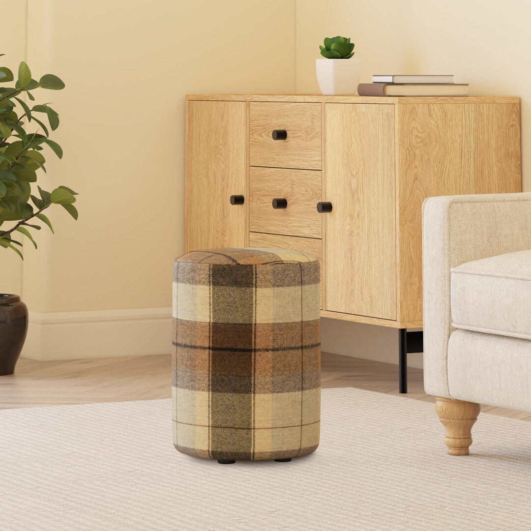 Brambly Cottage Tartan Fabric Round Stools Tartan Seaglass Green 43cm H X 36cm W X 36cm D