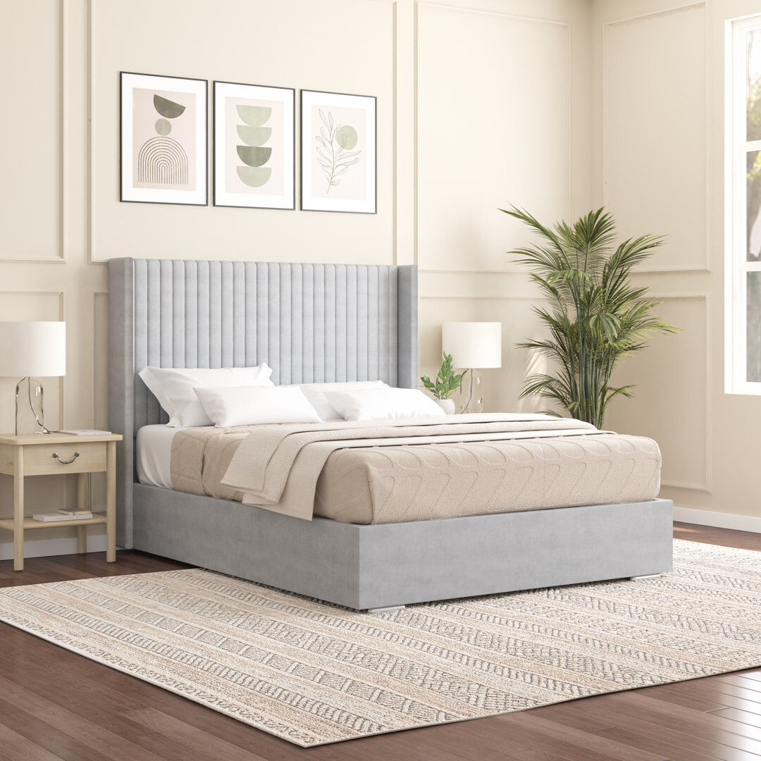 Mercury Shelton Upholstered Bed Frame Light Silver Super King (6')