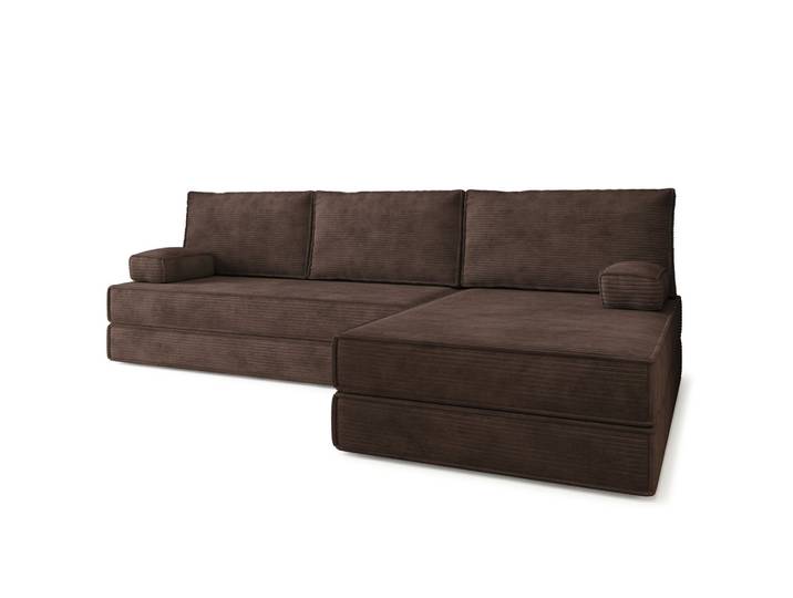 ECKSOFA ANKO modulares Boneless Sofa mit Schlaffunktion Braun Kordstoff