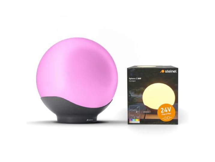 Steinel LED-Kugelleuchte Sphera C 24V Ø 300 mm, 16 Mio. Farben, App-Steuerung, Plug & Play, Helligkeitssensor, IP65, für Garten und Terrasse