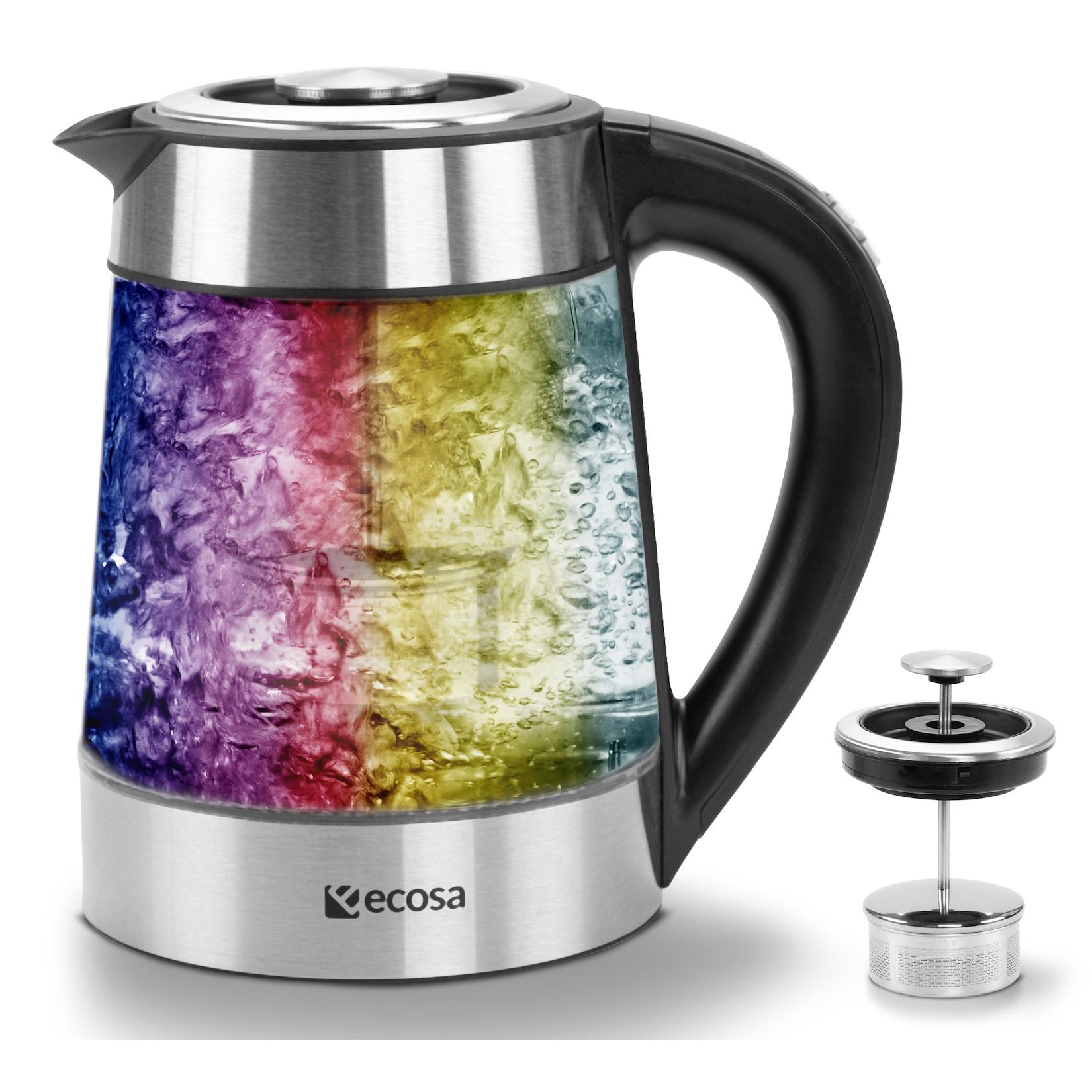 Ecosa Glas Wasserkocher m. Temperatureinstellung Teefilter LED 1.7L