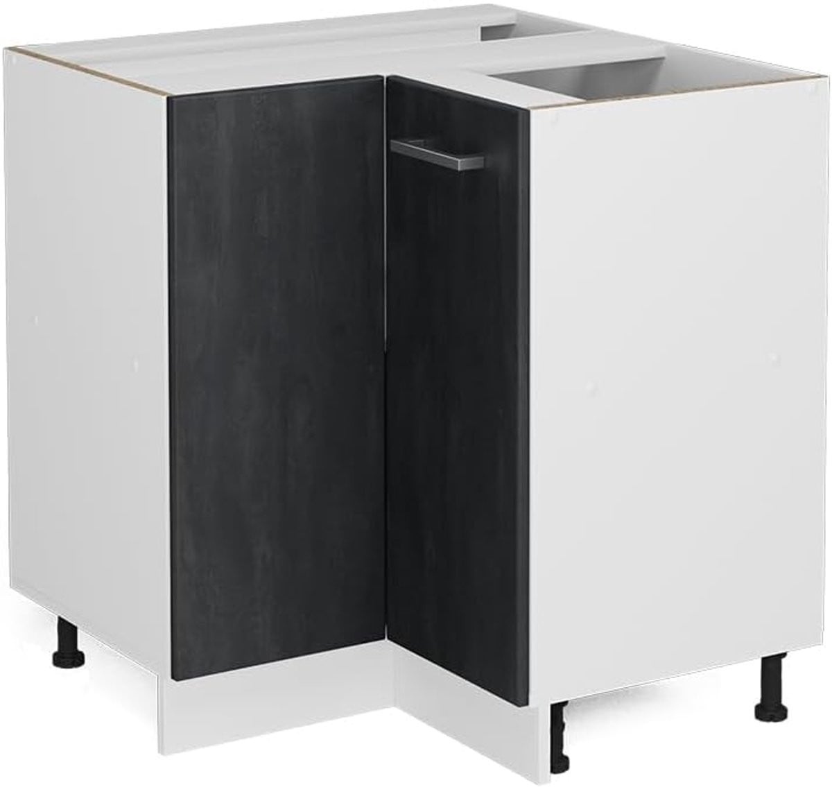 Modulaire zwarte beton hoekkast voor de keuken