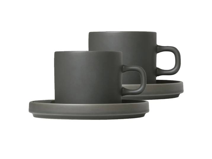 blomus Tasse à café avec soucoupe Pilar lot de 2 Vert agave