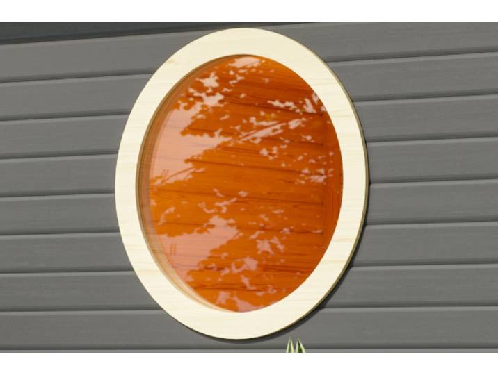 Saunafenster KARIBU rund, Klarglas , weiß (elfenbeinweiß), B:84cm H:84cm, Glas, Massivholz, Fenster, Saunafenster, für natürliches Licht im Saunainnenraum
