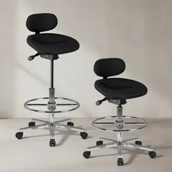 KADIMA DESIGN Modena Arbeitsstuhl: Höhenverstellbare Sitzfläche/Rückenlehne, PU-Formschaum, Aluminium-Fußkreuz, drehbar, 100.000 Scheuertouren Stoff.