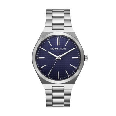 Quarzuhr MICHAEL KORS "LENNOX", silber (edelstahlfarben, blau), Armbanduhren, Herren, edelstahlfarben, Quarzuhr, Armbanduhr, Herrenuhr, Edelstahlarmband, analog