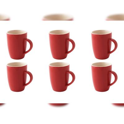 6 x palmer Colors Tasse, Porzellan, 0,18 Liter, spülmaschinenfest, außen rot, innen weiß, farbechte Glasur für Heißgetränke
