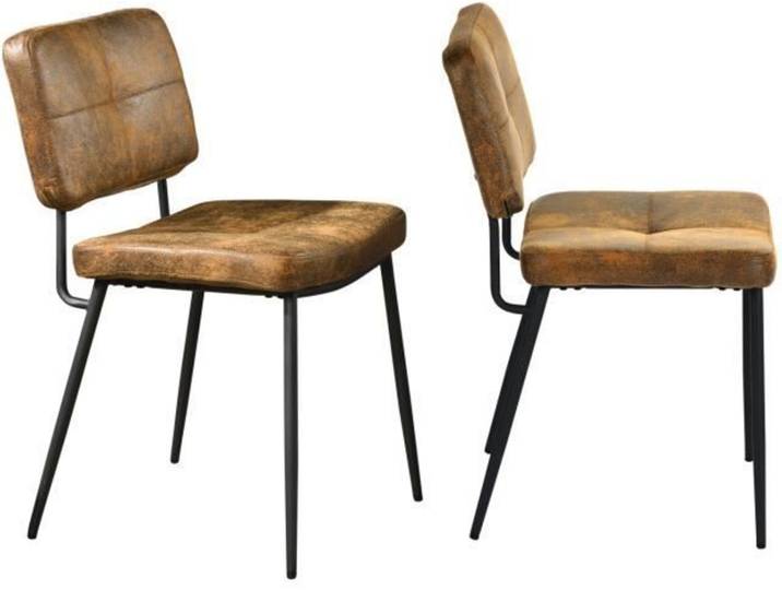 MEUBLES COSY Lot de 2 chaises de salle à manger industrielles en suédine - KAROMI