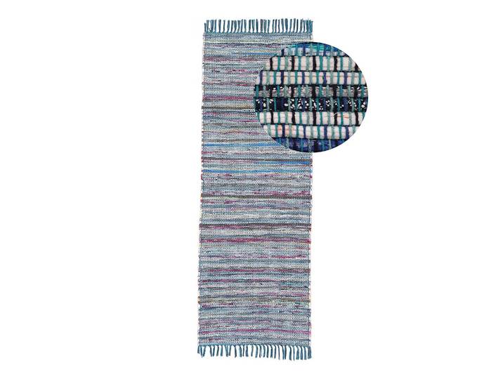 Tapis de couloir Kelim Chindi 60 x 180cm Bleu/Bleu