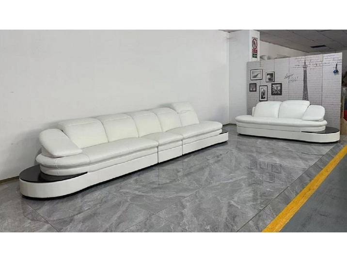 Xlmoebel Ecksofa Elegantes Ledersofa mit runder Insel für gemütliche Entspannung, Ecksofa, Hergestellt in Europa
