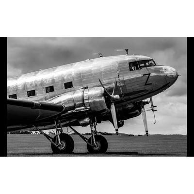 Fototapete PAPERMOON "Vintage Verkehrsflugzeug Schwarz & Weiß", schwarz (schwarz, weiß), B:4m L:2,6m, Vlies, Tapeten
