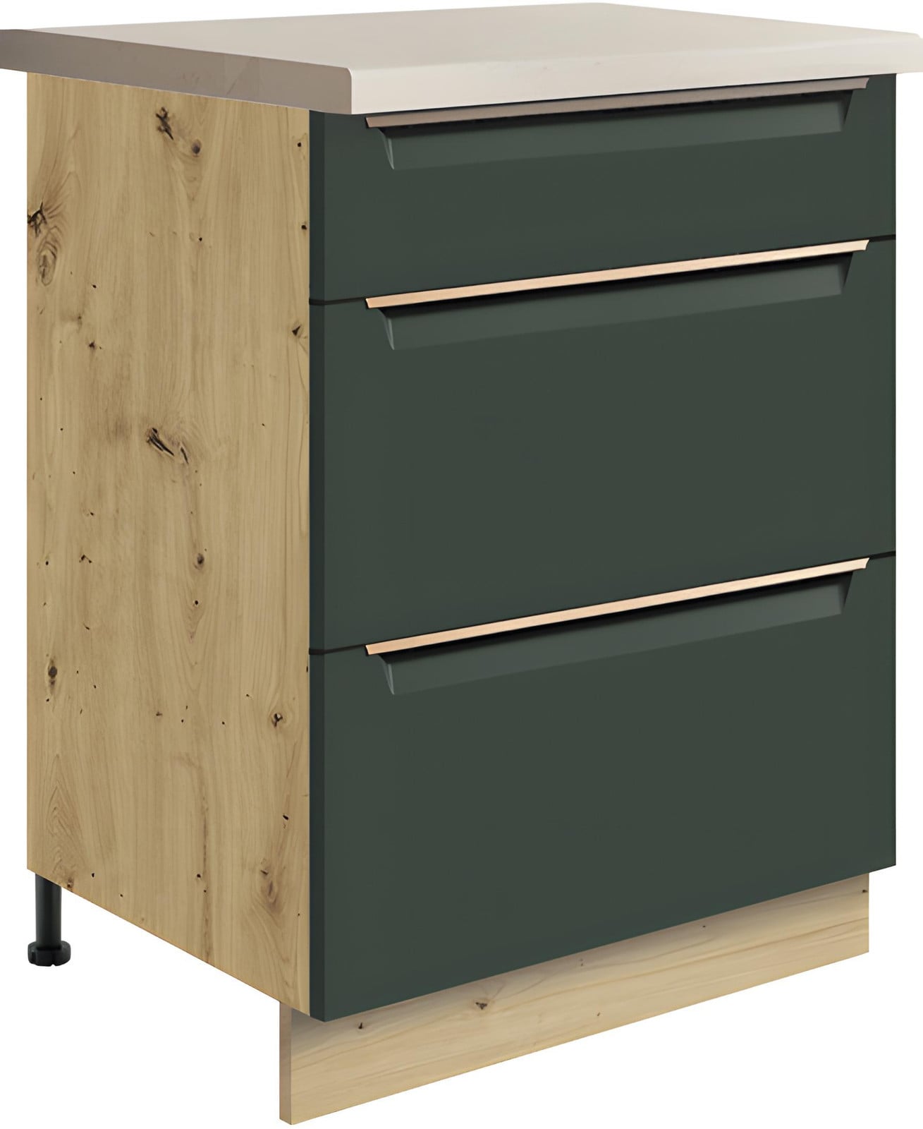 Keukenonderkast GLAMOUR GREEN 10D met 3 lades, donkergroen mat