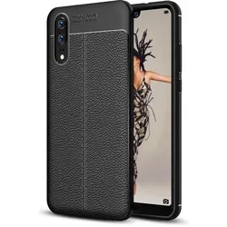 Screenguard Huawei P20 Hülle Leather Design TPU Cover (Huawei P20), Smartphone Hülle, Schwarz