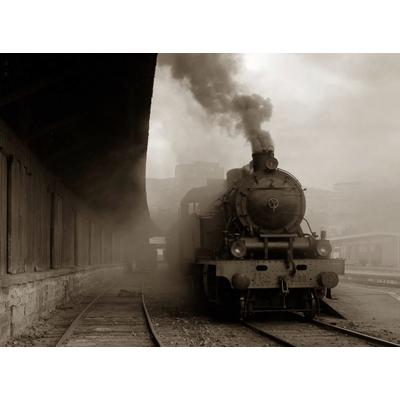 Fototapete PAPERMOON "Alter Zug Grau", bunt, B:2m L:1,49m, Vlies, Tapeten