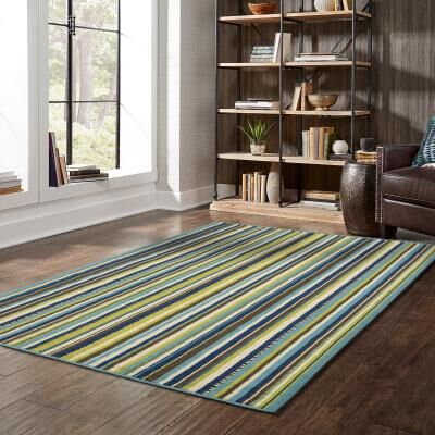 Vista Home Catalina Vertical Multi-Stripe Indoor/Outdoor Rug--