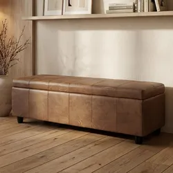 Aufbewahrungs-Truhe Kriens, Sitzbank Bank, Stoff/Textil, 45x114x45cm MVG-zertifiziert ~ Wildlederimitat