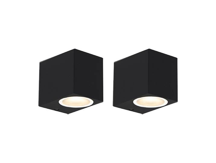 Lot de 2 appliques murales modernes noires IP44 - Baleno