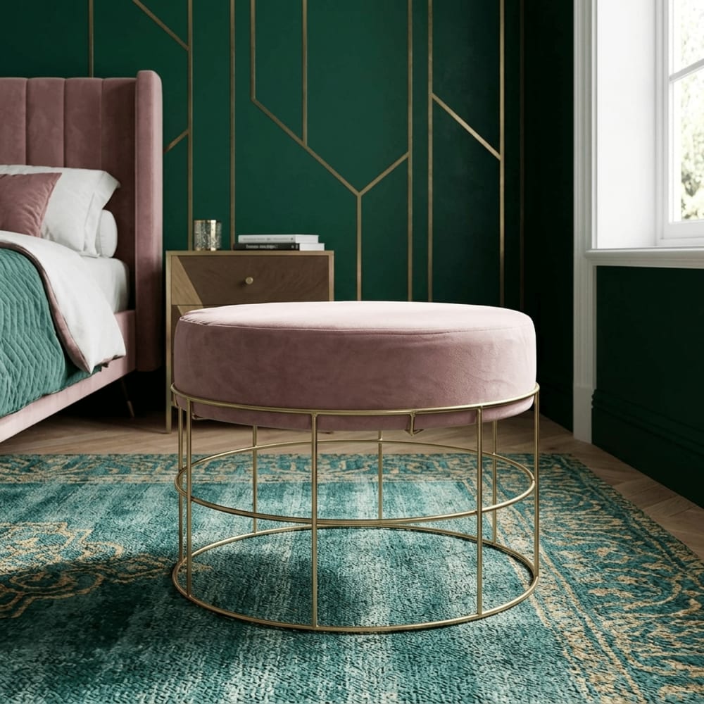 NIYLO Banquette en polyester rose 60x60x37 cm Rose 60x37x60cm