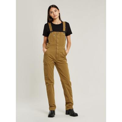 Jumpsuit G-STAR "Slim Latzhose", Damen, Gr. S, Normalgrößen, dk mustard, Obermaterial: 95% Baumwolle, 5% Elasthan, Overalls Jumpsuit
