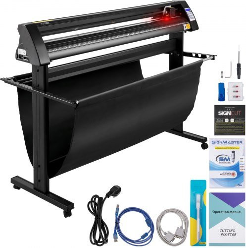VEVOR Vinyl Snijplotter met LED, 1350 mm foliesnijder met 500 g snijkracht en semi-automatische lasergeleiding, compatibel met Signcut-software voor Mac & Windows