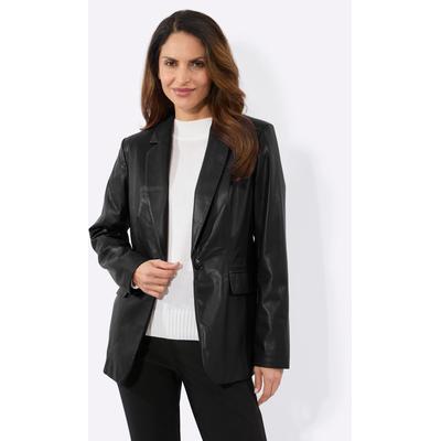 Lederimitat-Blazer INSPIRATIONEN "Lederimitat-Blazer", Damen, Gr. 42, schwarz, 100% Polyester, Blazer