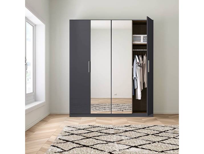 Drehtürenschrank I 181 x 210cm Grau/Graumetallic