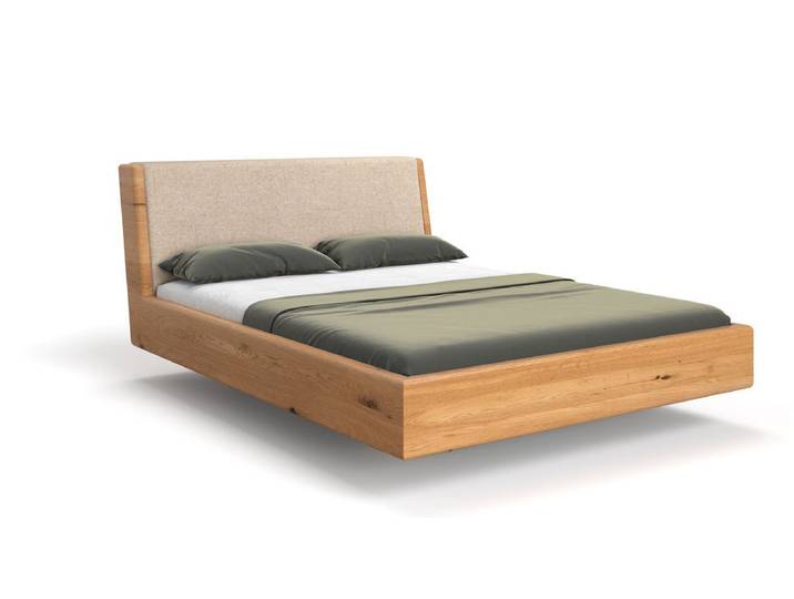 Designer Holzbett Cassian aus massiver Eiche in Schwebeoptik - Beige - 200x200 - Naturöl - Luxusbetten24