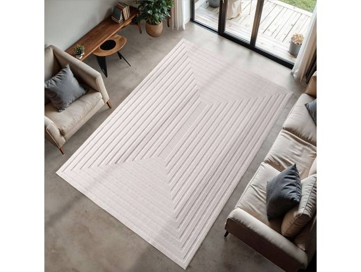 Outdoorteppich AYYILDIZ TEPPICHE DOHA 1653 , beige (creme), B:240cm H:4mm L:340cm, Polypropylen, Teppiche, Outdoorteppich, 3D Hoch-Tief-Effekt, leichter Kurzflor, Läufer, In- und Outdoor