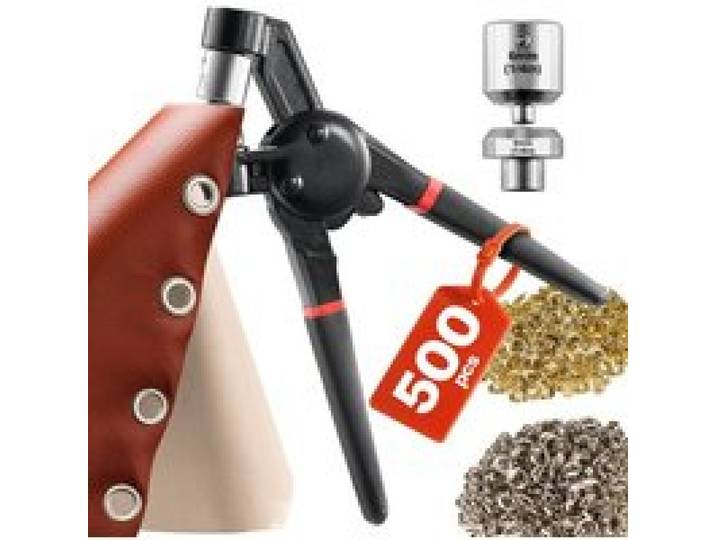 VEVOR Kit outils pour œillets, 500 pcs, kit œillets métalliques de 6 mm en or et argent, avec pince à œillets manuelle, perforatrice et bloc, pour cuir, bâche, chaussures, artisanat, tissu, ceinture