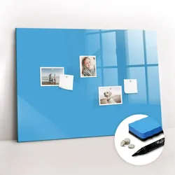 MAGNETTAFEL 100x70 Blau schwarzer Marker