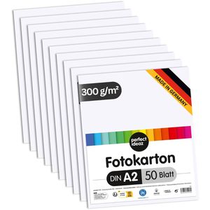 perfect-ideaz Fotokarton A2, weiß, 300g/m², 50 Blatt