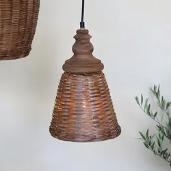 Chic Antique Pendelleuchte Rattangeflecht, 32 cm, Ø 22 cm