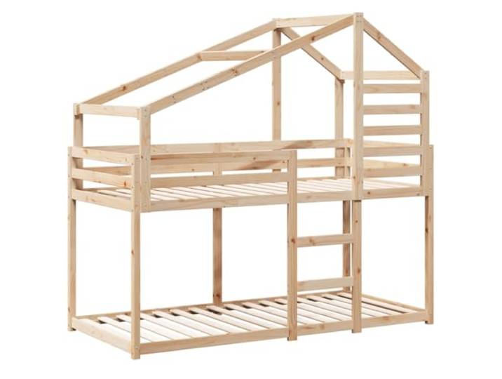 KTHLBRH Etagenbett ohne Matratze 90 x 190 cm Kiefernholz Mit Dach, sicheres Design, Latten aus Sperrholz, geeignet für begrenzte Räume