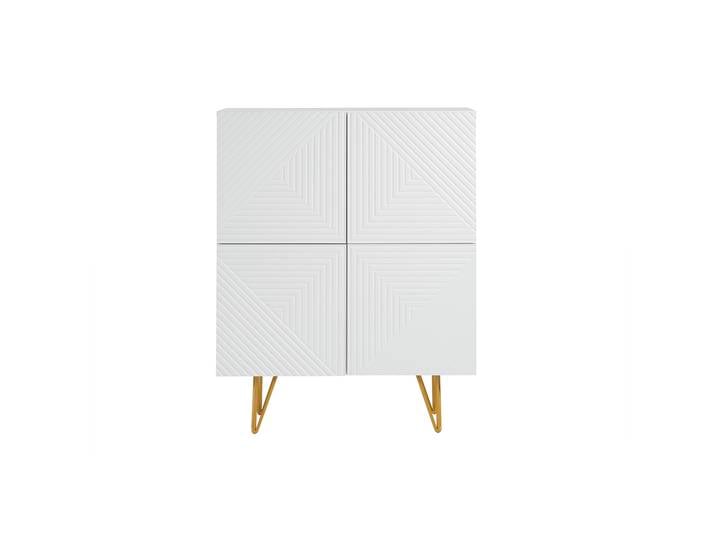 Buffet haut design gravé blanc mat et métal doré 4 portes L86 cm OZEN