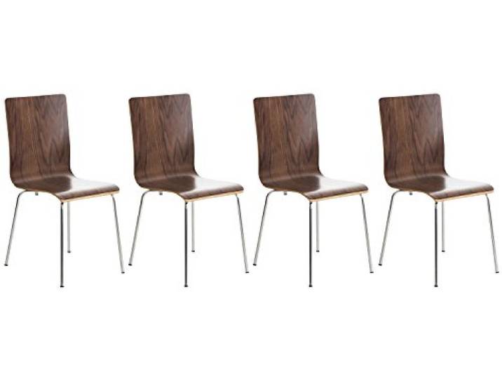 CLP 4er-Set Wartezimmerstuhl Pepe mit ergonomisch geformten Holzsitz und Metallgestell I 4X Konferenzstuhl erhältlich, Farbe:walnuss