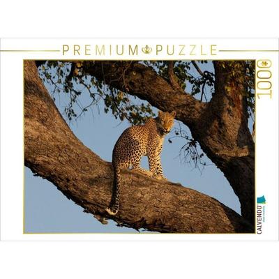 CALVENDO Puzzle Eine Leopardin auf einem Baum am Chobe in Botswana | 1000 Teile Lege-Größe 64x48cm Foto-Puzzle für glückliche Stunden