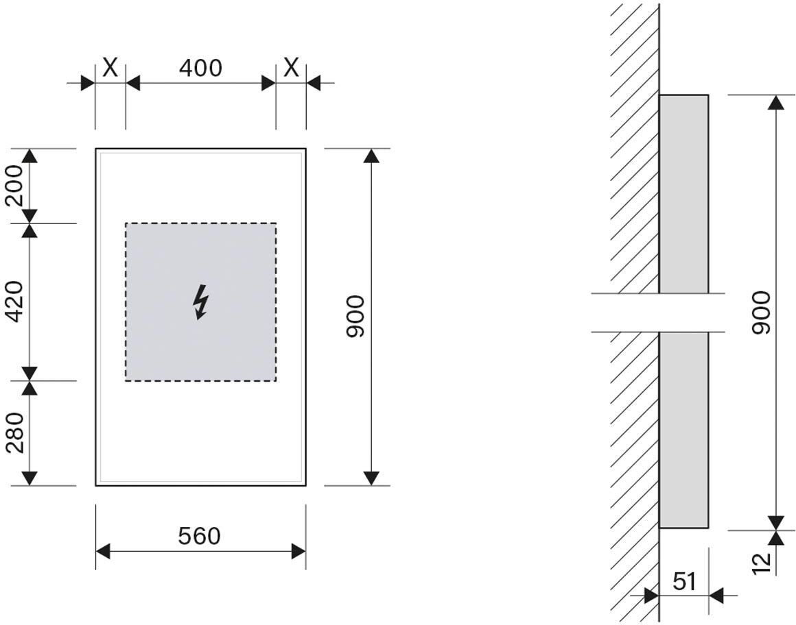 Schneider GLOW HCL Lichtspiegel A/SP 56/90/HCL/Sound 56 x 90 cm mit Soundsystem, LED Beleuchtung und Tageszeitsteuerung