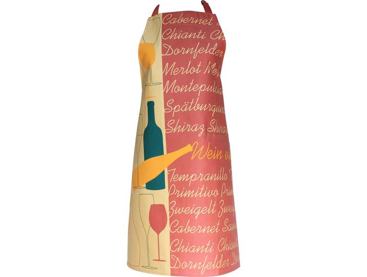 Kochschürze STUCO Vino , bunt (rot, gelb, dunkelgrün), B:80cm L:85cm, Baumwolle, Schürzen, Kochschürze