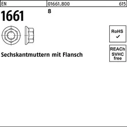 Sechskantmutter EN 1661 Flansch M6 8 1000 Stück