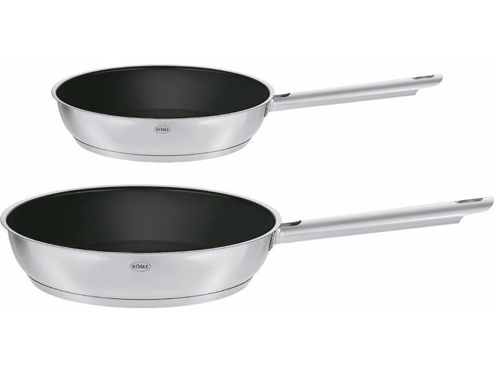 Pfannen-Set RÖSLE ELEGANCE , silber (edelstahlfarben), Ø:28cm, Pfannen, Pfannen-Set, Antihaftversiegelung, spülmaschinengeeignet, Induktion