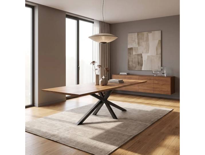 Ausziehbarer Slant-Tisch aus Massivholz 140x80 cm Eine Verlängerung 50 cm Danzz